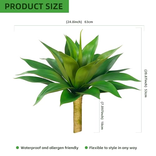Artificial Flowers for Outdoors Artificial Agave Fake Plants Faux Agave Artificial Plants Outdoor Fake Flowers Outdoor Faux Plants Indoor Uv Resistant Artificial Plants 28''(Green 2pcs) - color: 28''green