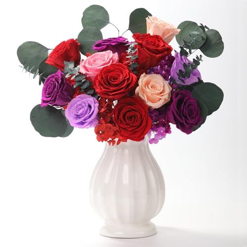 Lovenfold Flowers for Delivery Birthday Flowers Gift for Her,Preserved Flowers Bouquet 12 Roses Mixed Bouquet,Rose Gifts for Women Mom Grandma(Mixed 12 Red Roses) - color: Mixed colors 1206