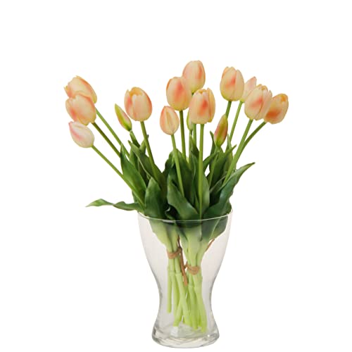 20pcs Artificial Tulip Flowers,16 Inch Real Touch Tulip Stems with Faux Leaves, Faux Tulips and Buds for Home Décor Centerpiece Ornament Wedding Bouquet,Champagne - color: Champagne