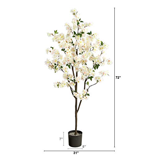 Nearly Natural 6ft. Cherry Blossom Artificial Tree - color: White