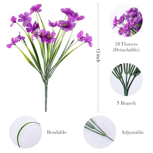 AGIRL 24 Bundles Artificial Flowers for Outdoor,No Fade Fake Plastic Flowers Faux Plants for Decoration Hanging Planters Indoor Outside Garden Porch Window Box Home Wedding Farmhouse - color: Purple, size: 24