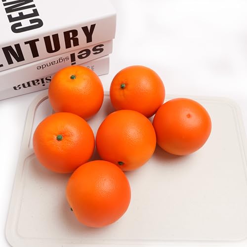Caihao 6PCS Simulation Plastic Oranges, Yellow Fake Oranges, Decorative Fruit Bowls, Used for Furniture Decoration, Kitchen Decoration, Window Display and Photo Props - color: Oranges