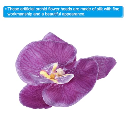 PATIKIL 10cm/3.9" Artificial Orchid Flower Heads, 20 Pack Silk Phalaenopsis Fake Butterfly Orchid Heads for Wedding Floral Bouquet Decor DIY Craft Making, Dark Purple - color: Dark Purple, size: 3.9"