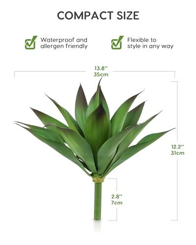 Velener Artificial Outdoor Agave Plant - Small Size UV Resistant Fake Agave Plants for Indoor and Outdoor Decor(Purple, 14 Inch)-2 Pack - color: Hard-purple