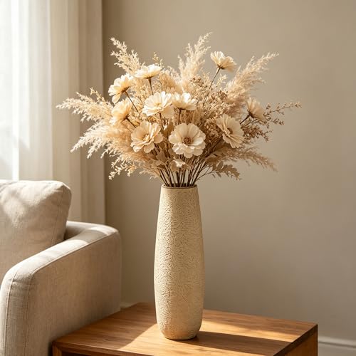 Hosley 16 in High Enamel Finish Metal Vase, Ideal for Dried Flowers Gift for Floral Arrangements Wedding Home Spa Votive Candle Gardens - color: Enamel Finish 1