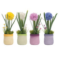 Velener 4PCs Fake Flowers in Vase, Babys Breath Artificial Flowers Indoor, Fake Potted Plants, Hydrangeas, Desk Plants for Home Bathroom Kitchen Shelf Office Decor(Plastic Vase)