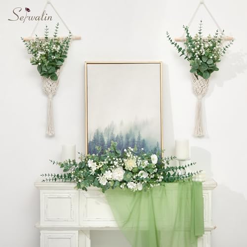 Serwalin 25 Pcs Mixed Artificial Eucalyptus Stems,Babys Breath Artificial Flowers Bulk with Faux Eucalyptus Leaves Greenery Stems for Wedding DIY Bouquets Floral Arrangement Home Decor - size: 25pcs