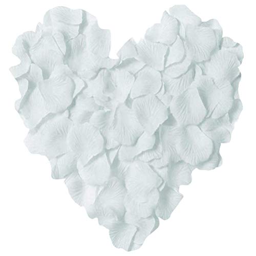 LZXD 1000 Pieces White Artificial Silk Rose Petals Flower Decoration Wedding Party Color White - color: White