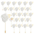 uxcell 24pcs Pure White Rose Boutonnieres Flower Buttonholes Pocket Boutonnieres Pins for Wedding Ceremony Anniversary Prom Formal Dinner Party - color: Pure White