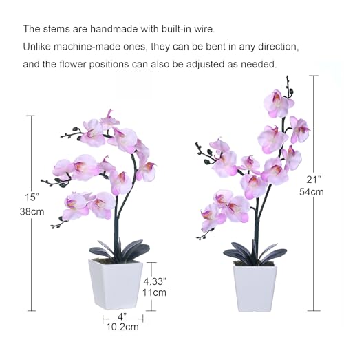 15" Tall Artificial Silk Phalaenopsis Orchid Flower Plant Pot Arrangements (Pink Shades) - color: Pink Shades