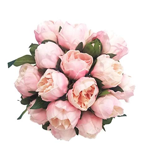 Artificial Peony Flowers 6 Pack 14 Inch Shabby Chic Pink Real Touch Latex Peonies for Spring Home Decor, Dining Table Centerpieces, Wedding Bouquets & Party Arrangements - color: Shabby Chic Pink