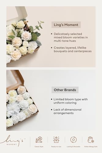 Ling's moment Fake Flowers Box, Faux Artificial Greenery Stems Foam Roses Gardenias Berries Silk Dahlia Fabic Flower for Centerpieces Bouquet Wedding Floral Vase, Marsala & Soft Peach, Deluxe Combo - color: Red-marsala & Soft Peach, size: Deluxe