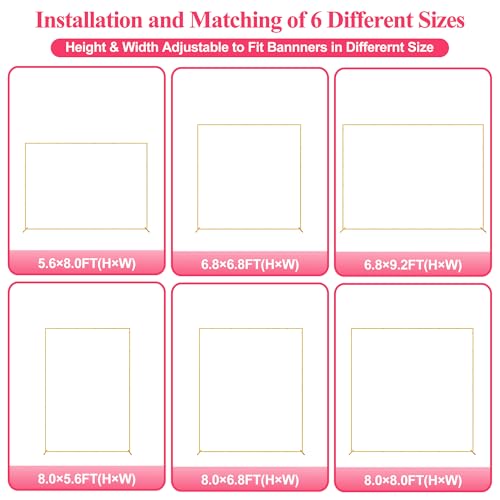 Wokceer Wedding Arch Backdrop Stand Square 8 x 8 FT Wedding Arches for Ceremony Metal Balloon Arch Frame for Wedding Birthday Party Garden Arbor Anniversary Event Decor - color: Gold, size: 8FT x 8FT