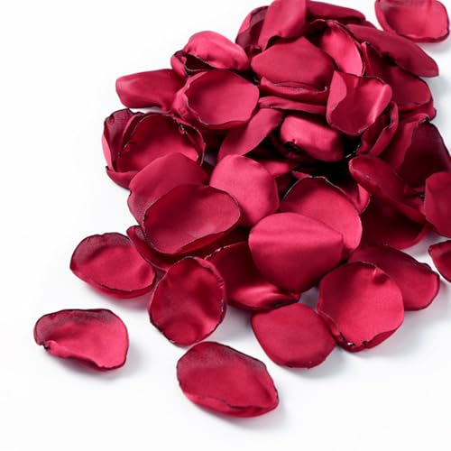 ZOOYOO 200Pcs Burgundy Silk Rose Flower Petals for Valentaine's Day,Wedding Flower Gril Basket,Aisle Scatter,Table Centerpieces,Romantic Night Decoration,3.5cm Each - color: Dark Red