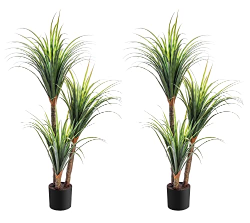 Pair AMERIQUE Gorgeous & Unique 3.5 Feet Yucca Artificial Plant Trees with Nursery Pot, Feel Real Technology