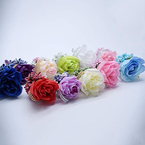 2 PCS Wedding Boutonniere Artificial Flower Groom Groomsman Corsage Rose Silk Suit for Wedding Prom Homecoming Ivory - color: Cream