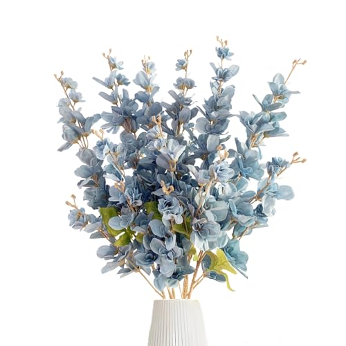 6PCS Dark Blue Delphinium Artificial Flowers Espigas para Jarrones Fake White Flowers Tall Flowers for Floor Vase Flowers for Tall Vase Floral Arrangements Home Table Wedding Decor - color: Dark Blue
