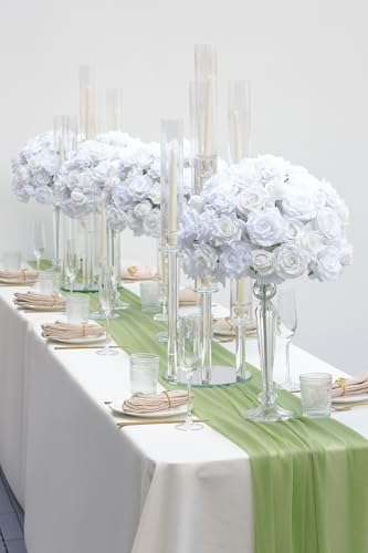 2pcs Large Artificial Flowers Centerpieces Decor for Tables Floral Arrangement Bouquet for Wedding Reception Aisle Ceremony Party Flowers Balls (Without Stand) (2pcs 15'' White) - color: 2pcs 15'' White