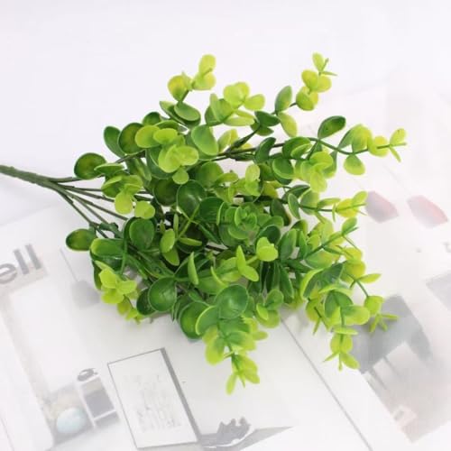 8 Bundles Multi Colored Artificial Eucalyptus Leaves, Plastic Plants, Outdoor Plants, Indoor Decorative Artificial Plants, Porch Window Frames, Green Plant Decorations (8, Green) - color: Green