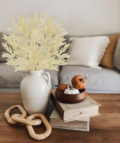 5 Stems Artificial Fall Greenery – 14.6" Olive Leaf Stems for Autumn Floral Arrangements, Thanksgiving Centerpieces, Fall Decor Bouquets, Soft Cream - color: Olive - Soft Cream