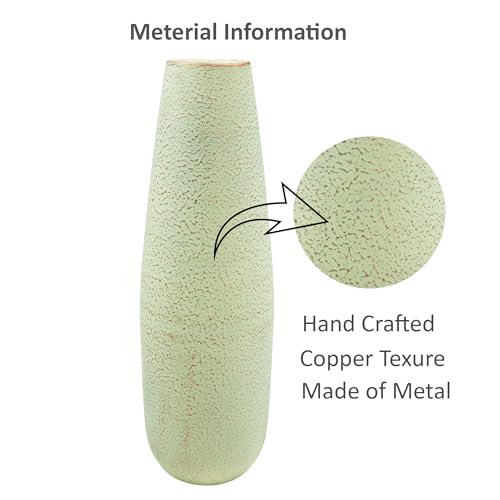 Hosley 16-Inch High Metal Vase for Home Decor-Light Green with Gold Brushing, Ideal Room and Bedroom Decor, Perfect for Dried Flowers, Floral Arrangements, Weddings, Office Decor, Wedding Gift - color: Light Green With Gold Brushing 2