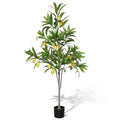 Daifunli 1 Pack Artificial Mango Tree with Realistic Leaves and Natural Trunk Faux Tree with Silk Leaves for Porch Home Office Farmhouse Indoor Outdoor Housewarming Gift - style: Mango