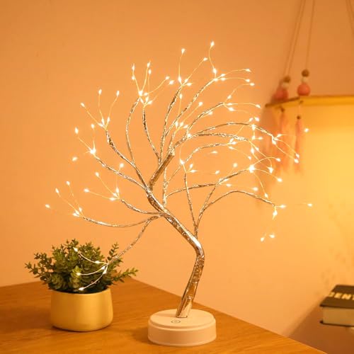 Fairy Light Spirit Tree,20" Tabletop Bonsai 108 LED Tree Light, USB or Battery Powered,Touch Sensor Switches,DIY Artificial Tree Lamp for Bedroom Desktop Christmas Room Decor (Warm White)