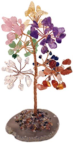 Mina Heal Healing Crystals Tree/Bonsai Tree for Home Decor, Room Decor and Office Desk, Spiritual Gifts for Energy Healing, Good Luck Gifts for Wealth & Prosperity, and Decorative Home Accessories - color: 7 Chakra Stones (Multi-color)