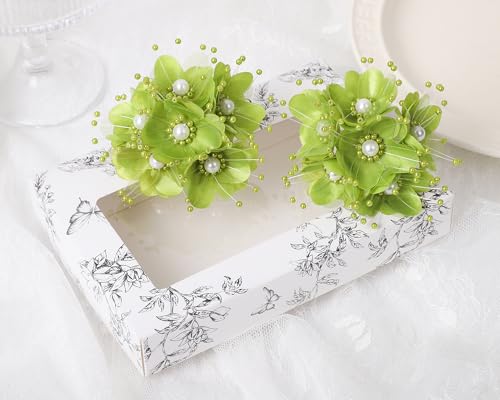 72PC Artificial Silk Pearl Spray Craft Flower for Home Craft Decor DIY Wedding Bridal Veil Headband Dress Cake Topper Embellishment Scrapbook Favor Corsage Floral Bouquet Arrangement (Apple Green) - color: Apple Green