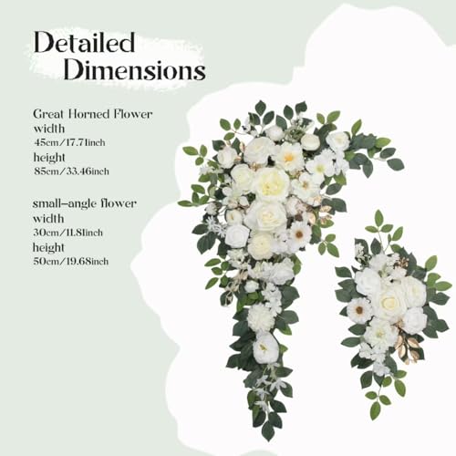 Odouzy Wedding Arch Flowers,Artificial Flower Arch Decor,2pcs Artificial Flower Arrangement for Wedding Decor Reception Backdrop Floral Decorations (White) - color: White
