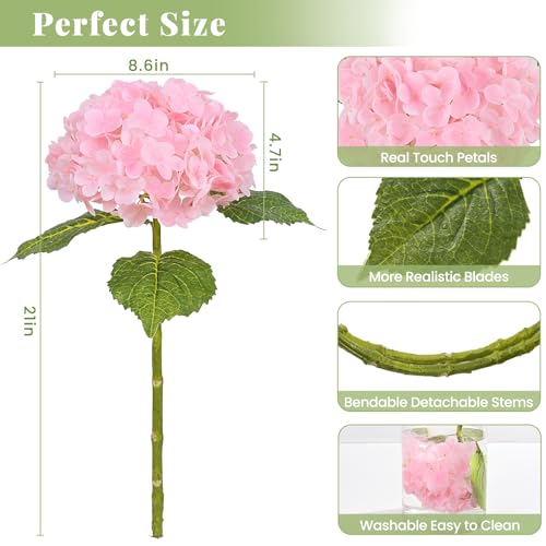 MARTINE MALL 3Pcs 21in Hydrangea Artificial Flowers, Latex Real Touch Hydrangeas Lifelike Large Hydrangea Flowers for Home Decor Party Arrangements Wedding Bouquets Centerpieces (Light Pink) - color: Light Pink, size: 3Pcs