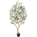 Faux Olive Tree 7FT, Olive Trees Artificial Indoor, Large Fake Tree with Realistic Leaves Branches and Lifelike Fruits for Home Office Living Room Decor