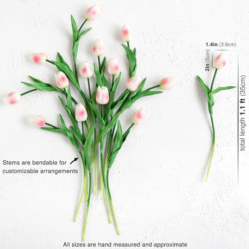 FiveSeasonStuff Real Touch Tulips Artificial Flowers – 15 Stems Faux Tulip Bouquet in Gift Box for Wedding, Home Decor, Party, Floral Arrangements (Jaipur Soft Pink) - color: #3 Jaipur Soft Pink