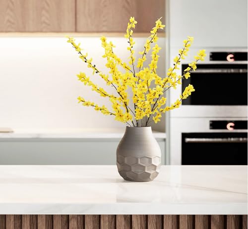 FERIAL3Pcs Artificial Forsythia Flower Branches Spring Summer Yellow Silk Fake Winter Jasmine Artificial Orchids Long Stem 41 Inch for DIY Floral Arrangement Wedding Party Home Office Decorate - color: Yellow-3