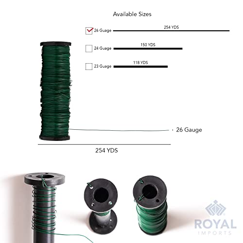 Royal Imports Bulk Green Paddle Wire Spool 250 YD roll, 26 Gauge, Floral Arrangements, Florist Supplies, Jewelry, Gift, Crafts, Wreath Making, Flower Garland, Plant Stem Garden Ties, Bouquet Bind Wrap - size: 26 Gauge