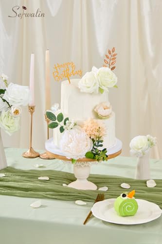Serwalin Artificial Flowers White Peony Flowers Fake Wedding Flowers Cake Flowers for Wedding Bouquets Bridal Shower Centerpieces Floral Arrangements Party Decor - color: A Holy White, size: 1 Box