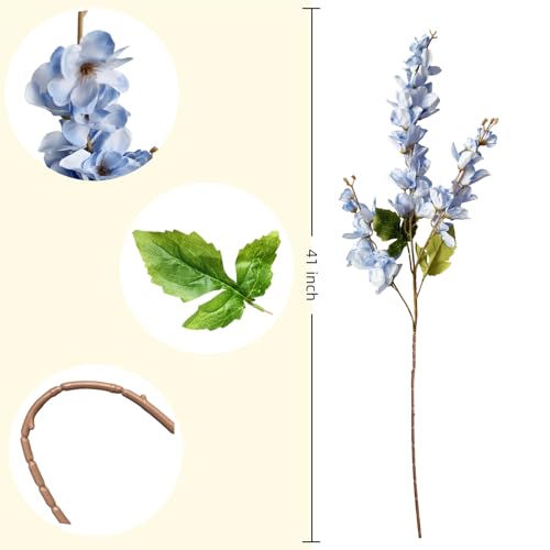 6PCS Light Blue Delphinium Artificial Flowers Espigas para Jarrones Fake White Flowers Tall Flowers for Floor Vase Flowers for Tall Vase Floral Arrangements Home Table Wedding Decor - color: Light Blue