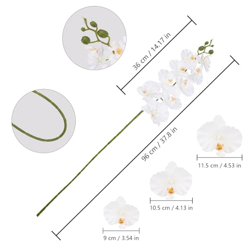 White Orchid Artificial Flowers,6PCS Artificial Phalaenopsis Flowers 38" Fake Orchid Stems for Wedding Party Office Home Décor(White) - color: White
