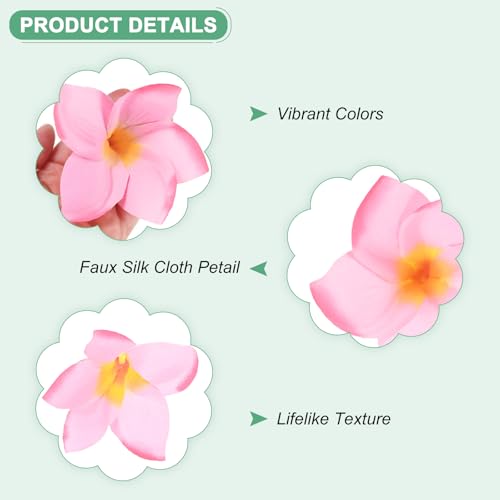 M METERXITY 10-Pack Artificial Plumeria Flowers, Fake Silk Heads Flower Hawaiian Plumeria Petal for DIY Crafts/Dress/Wedding/Party Decoration [Pink, 3.9"/ 10cm] - color: Pink