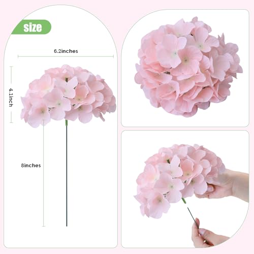 AVIVIHO 60 PCS Pink Hydrangea Artificial Flowers Bulk Fake Hydrangea Silk Flowers with Stems Flower Bouquets for Florals Arrangement Home Wedding Party Centerpieces Decor Arch Decoration - color: Pink, size: 60PCS