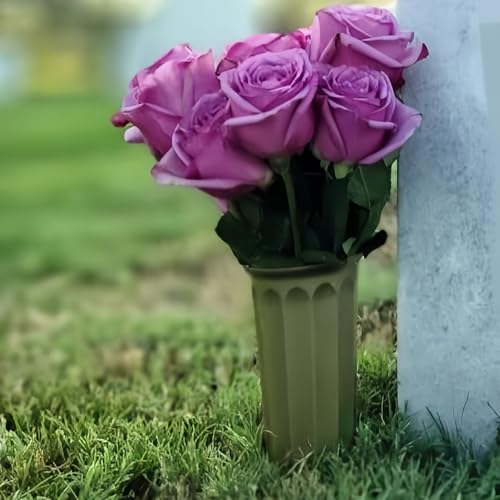 Memorial Floral Vases, Cemetery Vase, Headstones Flower Holder, Grave Cone Vase, Flower Pots for Outdoor Plants, Decorative Plastic Containers (Set of 6, Gold) - color: Gold