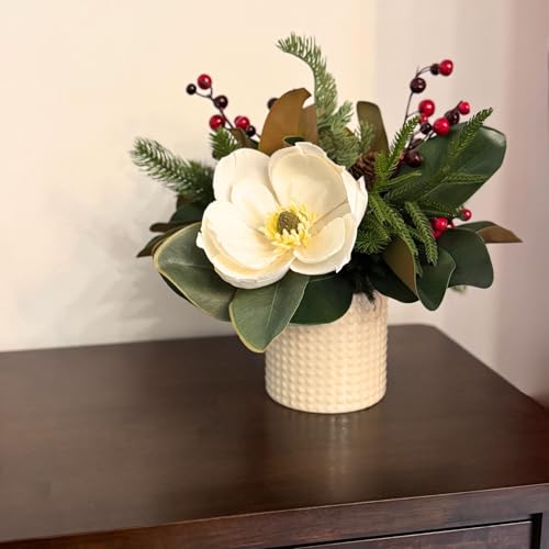 Happy Holiday Petite - Floral Arrangement, Premium Artificial Indoor Flower Display with Beautiful Blooms and Foliage - Artificial Plants & Flowers - color: Happy Holiday Petite