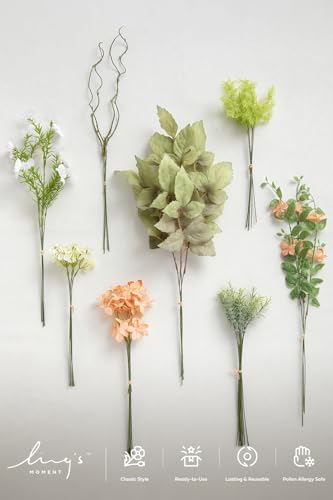 Ling's moment Artificial Greenery Stems Box Set, 35pcs with 7 Kinds of Faux Greenery Picks for DIY Bridal Bouquets Wedding Floral Arrangement Table Centerpieces, Garden Blush - color: Pk-blush Garden