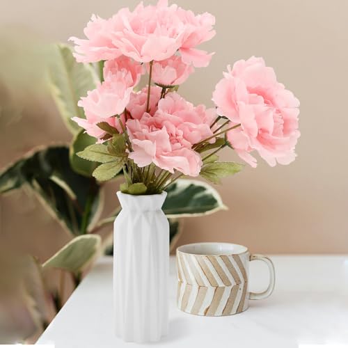 Alipis Artificial Peony Flowers Bouquet, 5pcs Pink Silk Peonies with Long Stems, Realistic Faux Flower Arrangement for Home Décor, Wedding Centerpieces, and Party Decorations