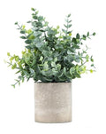 Small Artificial Eucalyptus Plant in Cement Pot, Decorative Faux Greenery for Home