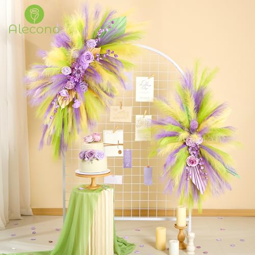 Alecono Pampas Grass 17in 𝟯𝟬𝙋𝙘𝙨, Yellow and Green Artificial Faux Fluffy Pampas Grass Decor for Home Wedding Centerpieces Party - color: Yellow & Green, size: 30pcs