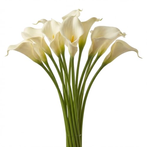 Larksilk 6-Pack 21" Real Touch Calla Lily Stem – Realistic Silk Artificial Flowers for Weddings, Vases & Home Decor