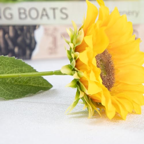 Sunflowers Artificial Flowers with Golden Yellow Long Stem Artificial Flower 10 Pcs for Home Decoration,Spring Easter Flowers,Wedding Arrangement(Golden Yellow)