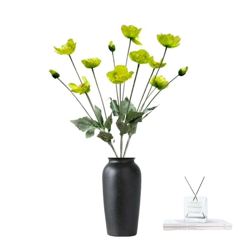 Poppies Flowers Artificial,Ranunculus Artificial Flowers,Silk Flowers with Stems,Faux Flower Stems for Wedding,Party,Garden Outdoor Indoor Decor Flower Arrangements for Table (3, Green) - color: Green