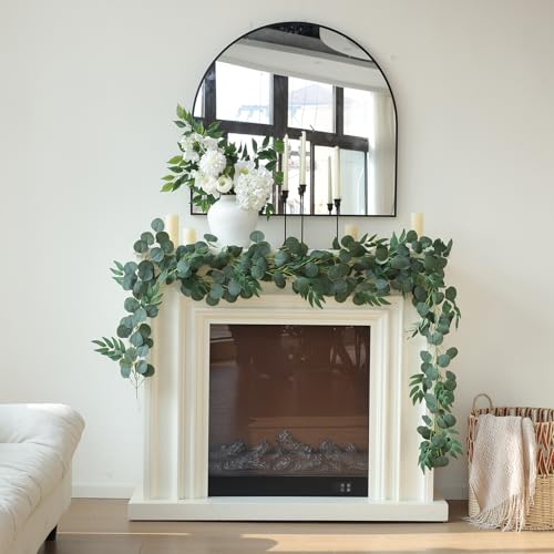 Mizii 2 Strands Artificial Vines Eucalyptus Garland 79" Fake Vine with Silk Green Leaves Faux Hanging Plants Greenery Decorations for Bedroom Table Centerpieces Party Wedding Room Decor (Eucalyptus) - color: Eucalyptus